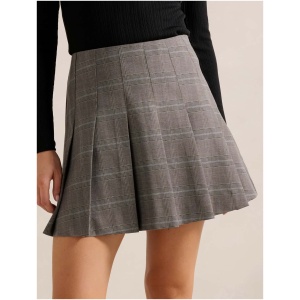 Forever New Women's Shyla Pleated Mini Skirt in Grey Check