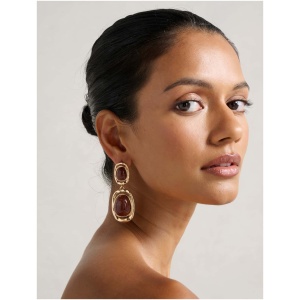 Forever New Women's Signature Sonia Stone Drop Earring in Gold/Wine