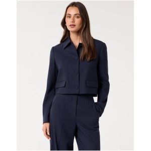 Forever New Women's Tanya Cropped Top Collar Jacket in Royal Navy Suit