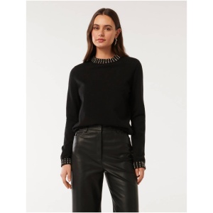 Forever New Women's Tara Embellished Jumper in Black