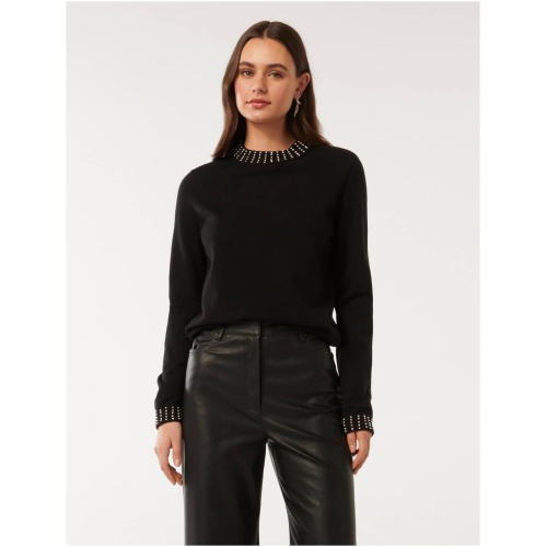 Forever New Women's Tara Embellished Jumper in Black