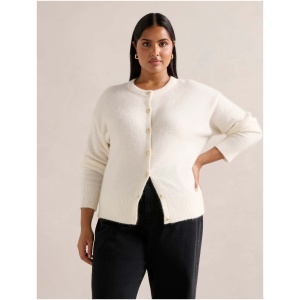 Forever New Women's Tilly Curve Plus Size Crew Neck Cardigan Sweater in Cream