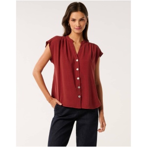 Forever New Women's Venus Cap-Sleeve Blouse in Winery