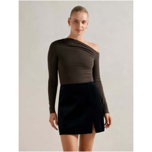 Forever New Women's Violet Velvet Split Mini Skirt in Black