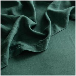 French Flax Linen Flat Sheet in Jade, Queen