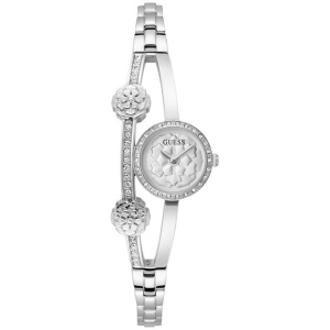 Guess Bejewelled Chloe Bejewelled Silver-Tone Floral Bangle Women's Watch GW0756L1