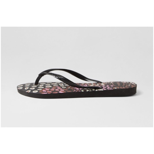Havaianas Slim Animal Hv Black Pink Lemonade Rubber Black Pink Lemonade Sandals Womens Shoes Casual Sandals Flat Sandals