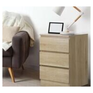 Jobelle 3 Drawer Bedside Table Neutral