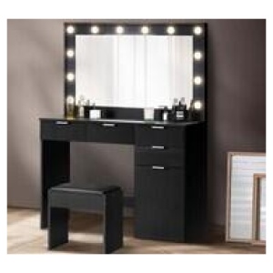 Kalina 2 Piece Dressing & Stool Set In Black