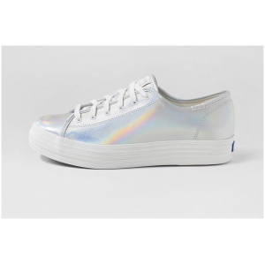 Keds Triple Kick Silver Hologram Leather Silver Hologram Sneakers Womens Shoes Casual Casual Sneakers
