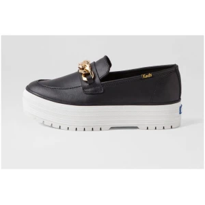 Keds Triple Loafer Ke Black Gold Leather Black Gold Shoes Womens Shoes Casual Flat Shoes