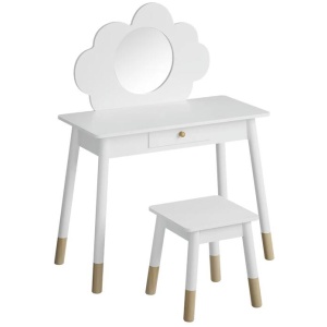Keezi Kids Dressing Table Chair Set Vanity Makeup Wooden Leg Mirror Drawer