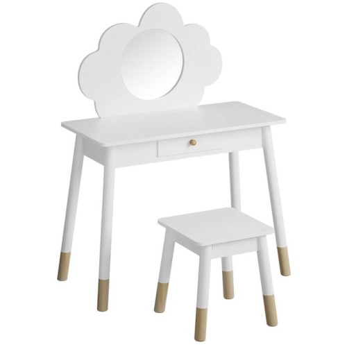 Keezi Kids Dressing Table Chair Set Vanity Makeup Wooden Leg Mirror Drawer