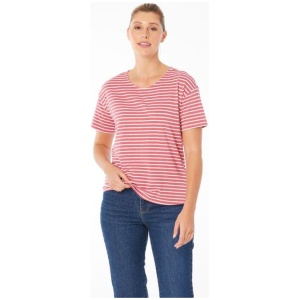 Khoko Collection Women's Cotton Slub Split Back Stripe Tee