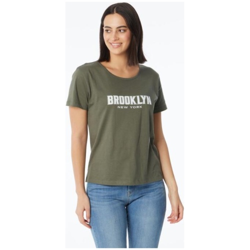 Khoko Collection Women's Crew Neck Cotton Brooklyn Print Tee