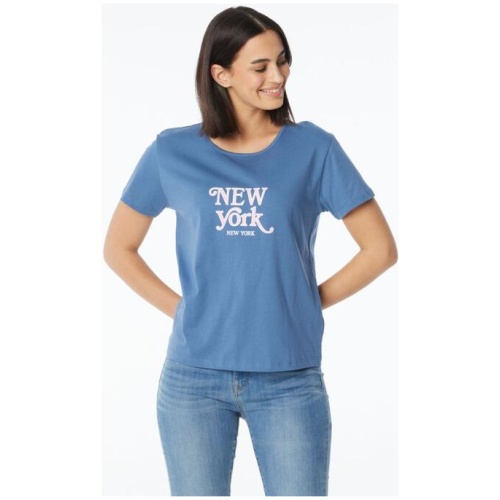 Khoko Collection Women's Crew Neck Cotton New York Print Tee
