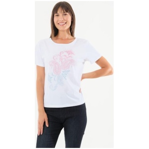 Khoko Collection Women's Crew Neck Cotton Paisley Print Tee