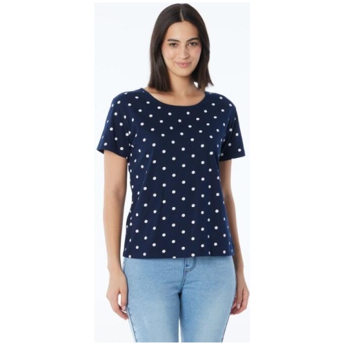 Khoko Collection Women's Crew Neck Cotton Spot Print Tee
