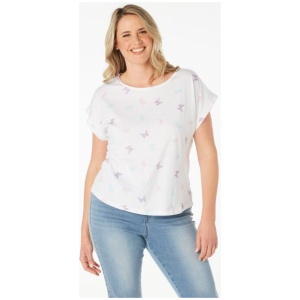 Khoko Collection Women's Extended Sleeve Cotton Butterflies Print Tee