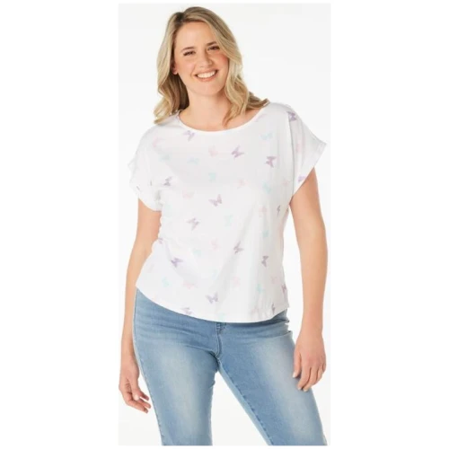 Khoko Collection Women's Extended Sleeve Cotton Butterflies Print Tee