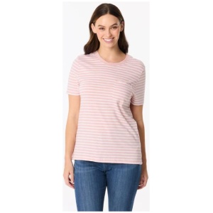 Khoko Collection Women's Short Sleeve Stripe Slub Tee