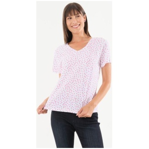 Khoko Collection Women's V Neck Cotton Spot Print Tee