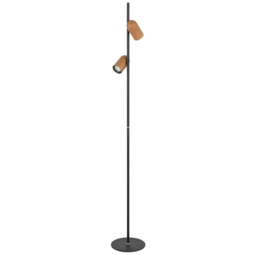 Kindle Modern Standing Floor Lamp Light Foot Switch Aluminium Metal Black Wood Wood Tones Sand