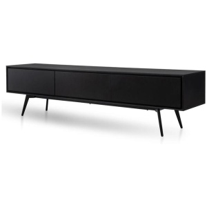 Liam Wooden TV Unit With Black Matte Drawers - Black - Last One by Interior Secrets - AfterPay Available