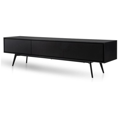 Liam Wooden TV Unit With Black Matte Drawers - Black - Last One by Interior Secrets - AfterPay Available