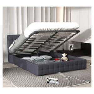 Lyddete Queen Gas Lift Bed Frame Grey