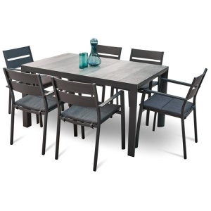 Memphis Carolina 1.4m Ceramic Outdoor Dining Set - Charcoal by Interior Secrets - AfterPay Available