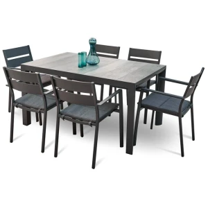 Memphis Carolina 1.4m Ceramic Outdoor Dining Set - Charcoal by Interior Secrets - AfterPay Available