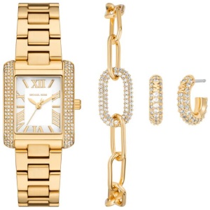 Michael Kors Emery Three-Hand Gold-Tone Stainless Steel Watch, Earrings and Bracelet Gift Set MK4837SET