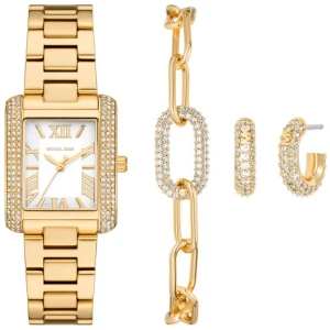 Michael Kors Emery Three-Hand Gold-Tone Stainless Steel Watch, Earrings and Bracelet Gift Set MK4837SET