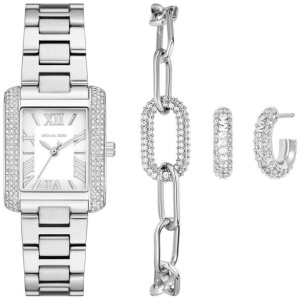 Michael Kors Emery Three-Hand Stainless Steel Watch, Earrings, and Bracelet Gift Set MK4839SET