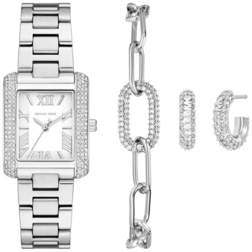 Michael Kors Emery Three-Hand Stainless Steel Watch, Earrings, and Bracelet Gift Set MK4839SET
