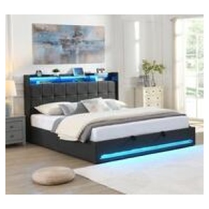 Milperra King Gas Lift Bed Frame Grey