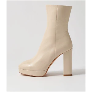 Mollini Aggiy Mo Cream Leather Cream Boots Womens Shoes Casual Ankle Boots