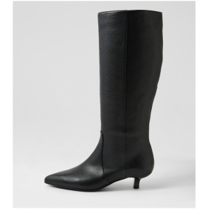 Mollini Cesarina Mo Black Leather Black Boots Womens Shoes Casual Long Boots