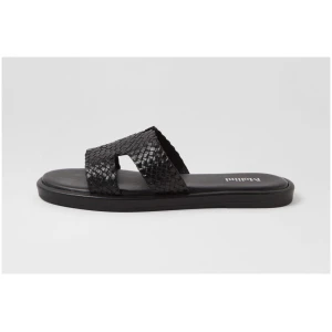 Mollini Dala Mo Black Leather Black Sandals Womens Shoes Sandals Flat Sandals