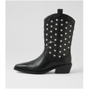 Mollini Feefie Mo Black Black Heel Leather Black Black Heel Boots Womens Shoes Casual Ankle Boots