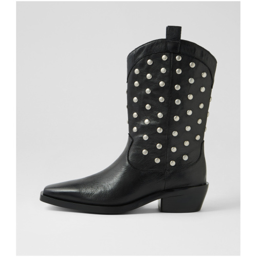 Mollini Feefie Mo Black Black Heel Leather Black Black Heel Boots Womens Shoes Casual Ankle Boots