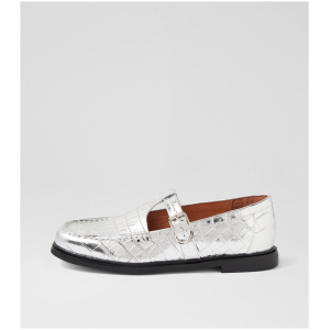 Mollini Gahla Mo Silver Shine Croc Leather Silver Shine Shoes Womens Shoes Casual Flat Shoes
