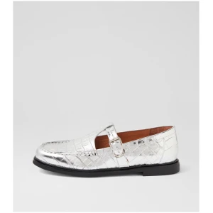Mollini Gahla Mo Silver Shine Croc Leather Silver Shine Shoes Womens Shoes Casual Flat Shoes