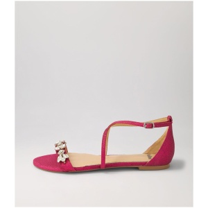 Mollini Glisten Mo Fuchsia Glitter Fuchsia Sandals Womens Shoes Dress Sandals Flat Sandals