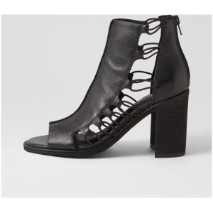 Mollini Jayciy Mo Black Leather Black Sandals Womens Shoes Casual Heeled Sandals