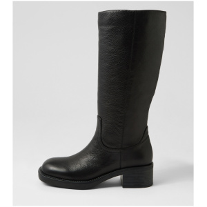 Mollini Kevini Mo Black Leather Black Boots Womens Shoes Casual Long Boots