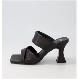 Mollini Missy Mo Black Leather Black Sandals Womens Shoes Dress Heeled Sandals