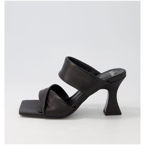Mollini Missy Mo Black Leather Black Sandals Womens Shoes Dress Heeled Sandals