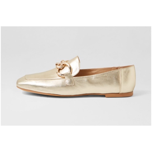 Mollini Nelya Mo Pale Gold Leather Pale Gold Shoes Womens Shoes Casual Flat Shoes